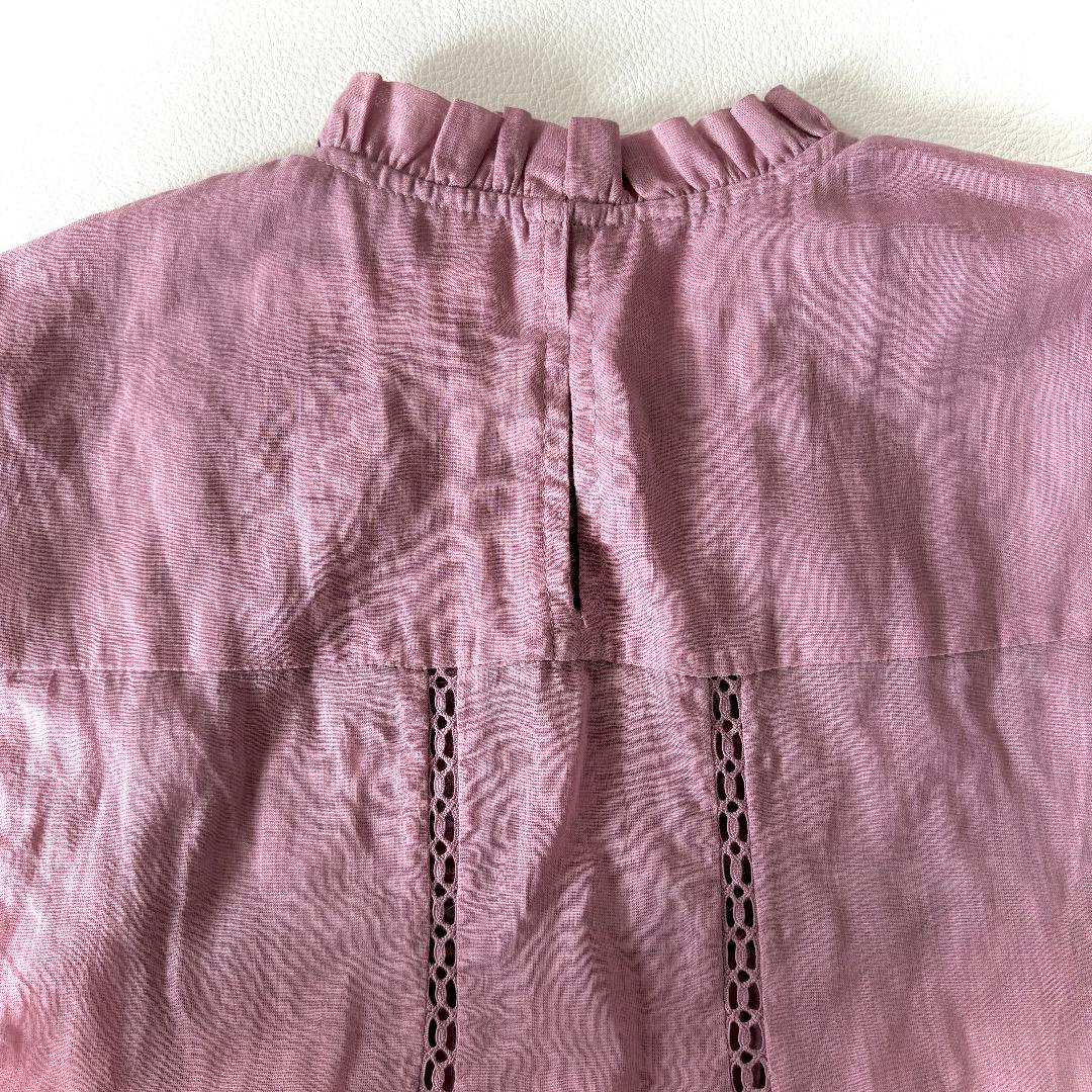 イザベルマランエトワール◆コットンハイネックフリルショートスリーブブラウス