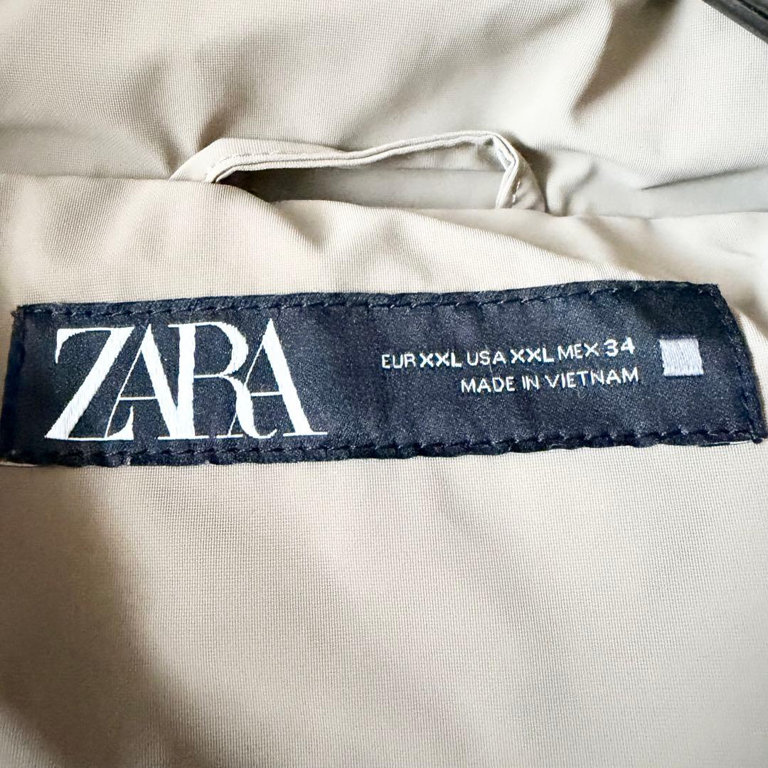 5518 美品✨ ザラ ZARA ダウンコート グレージュ XXL フード付き