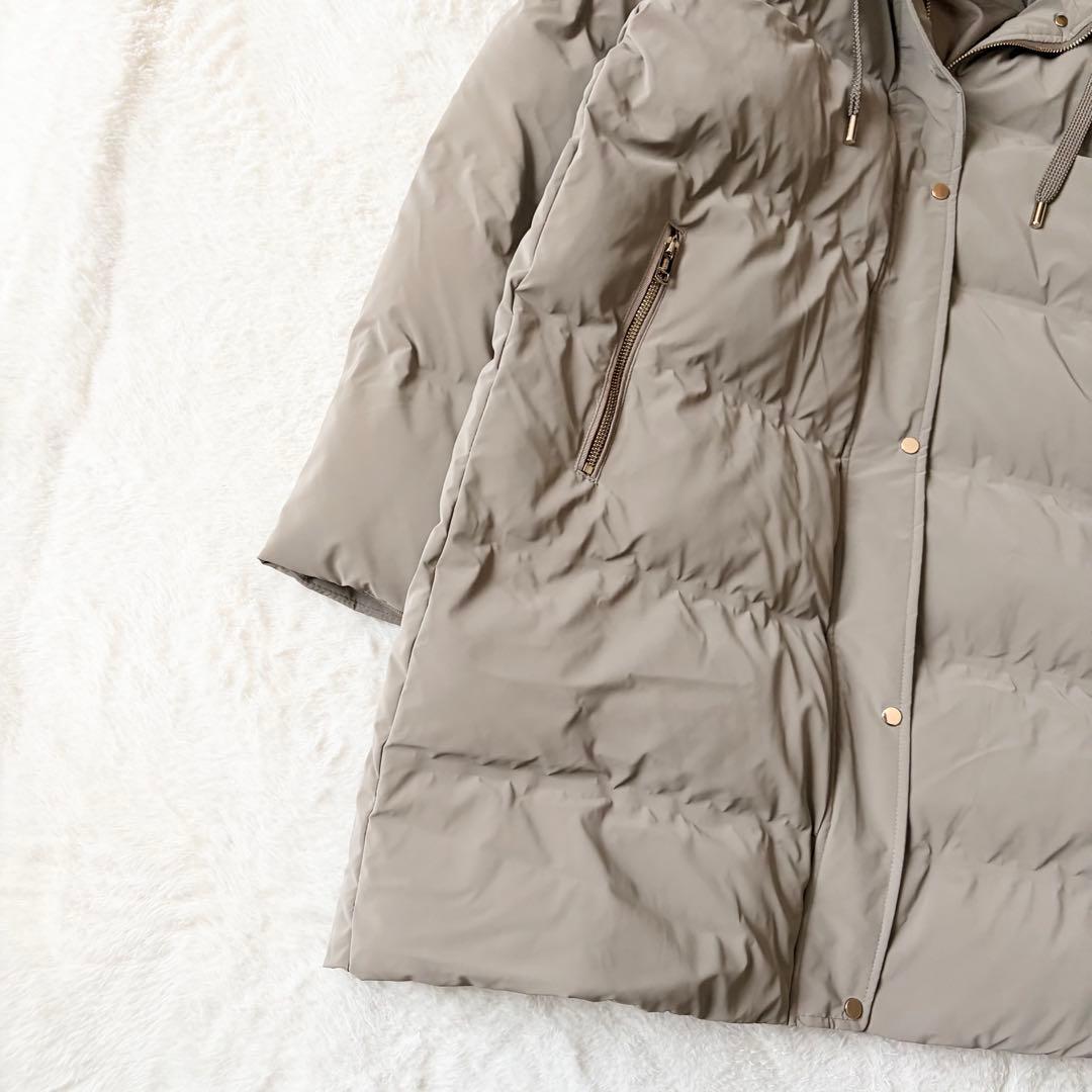 5518 美品✨ ザラ ZARA ダウンコート グレージュ XXL フード付き
