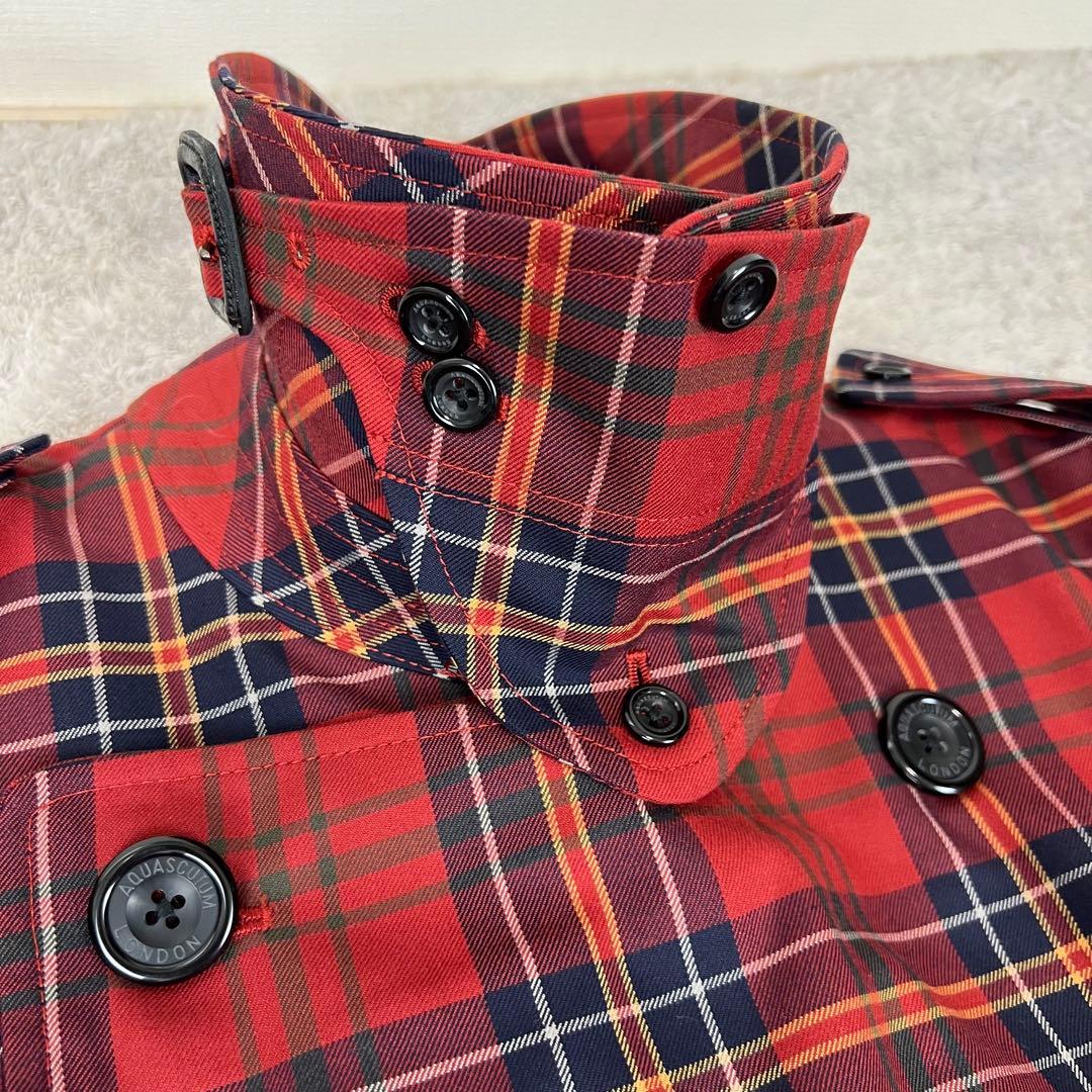 Aquascutum アクアスキュータム　トレンチコート　赤チェック　42