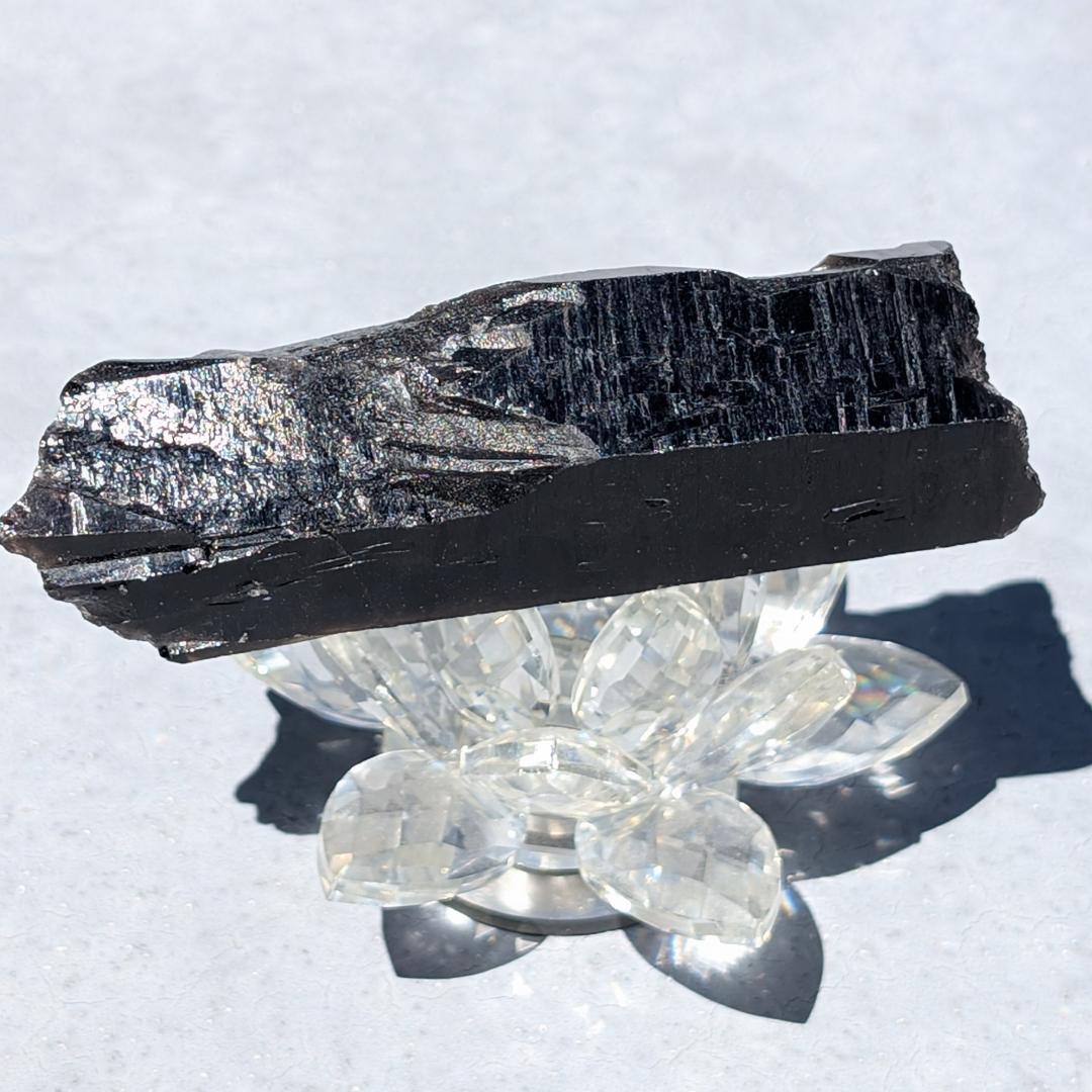 一点物 モリオン原石 山東省産 黒水晶 130g 成長線が著しい 邪気払いの石