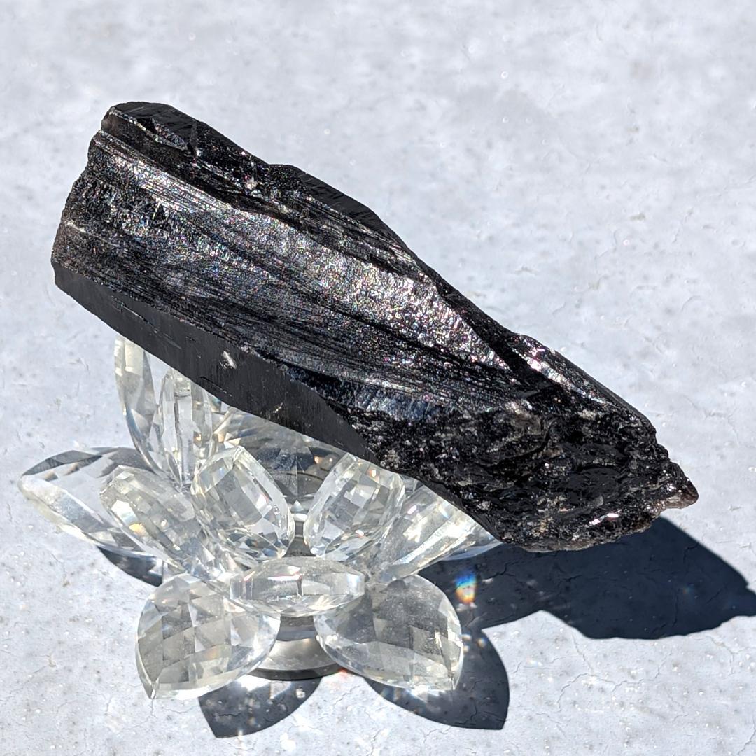 一点物 モリオン原石 山東省産 黒水晶 130g 成長線が著しい 邪気払いの石