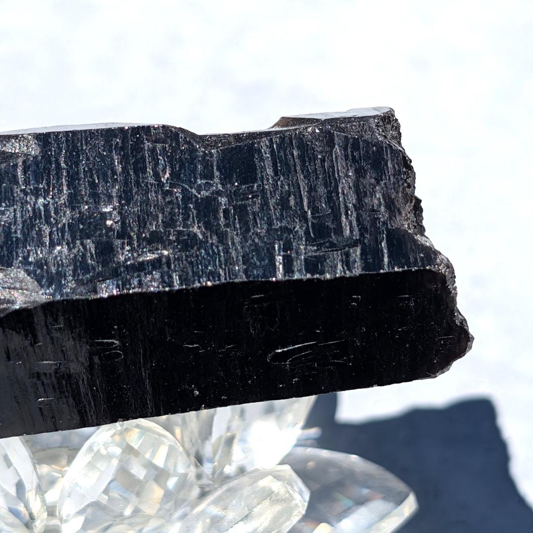 一点物 モリオン原石 山東省産 黒水晶 130g 成長線が著しい 邪気払いの石