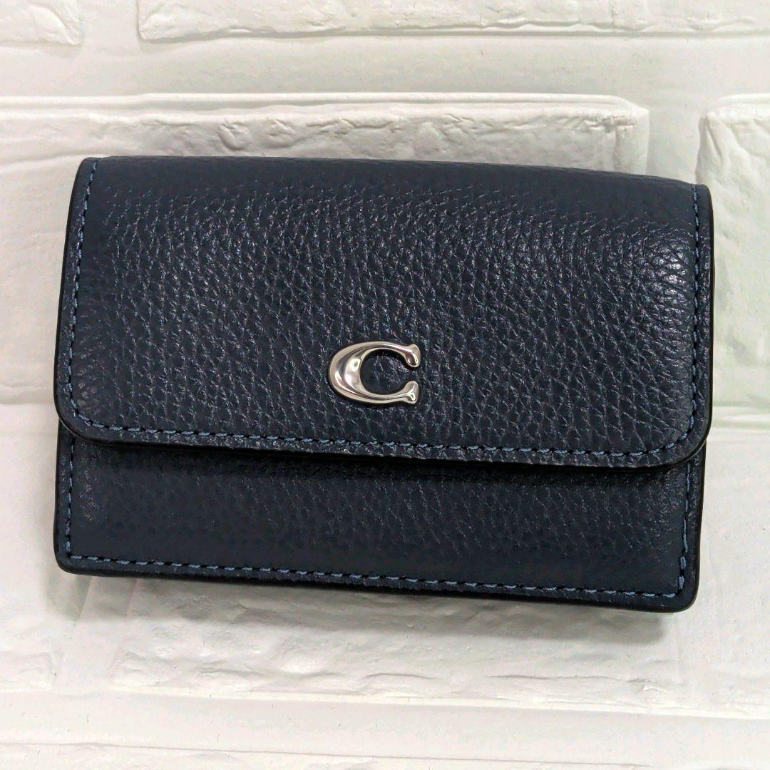 未使用級✨️　現行　COACH　ミニトライフォールドウォレット　ネイビー
