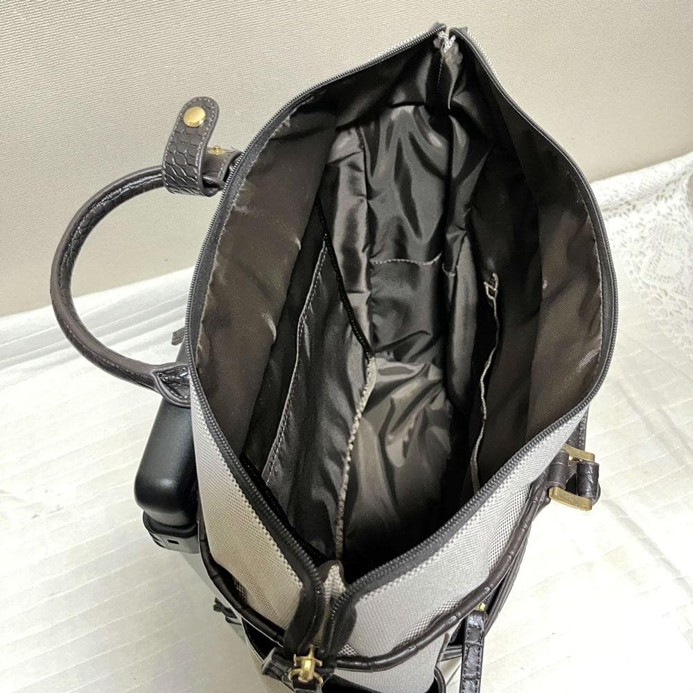 極美品 希少 SWANYスワニー キャンバス 型押し 2way キャリーバッグ