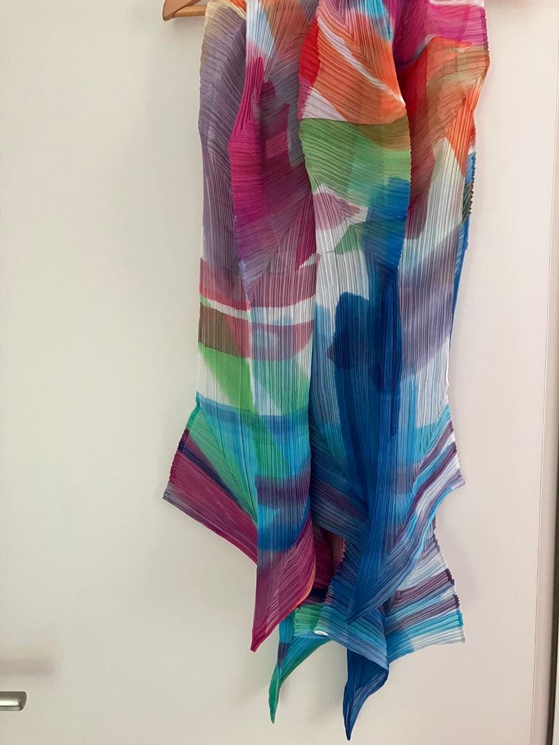 Pleats Please Issey マルチカラー シフォンストール新品未使用