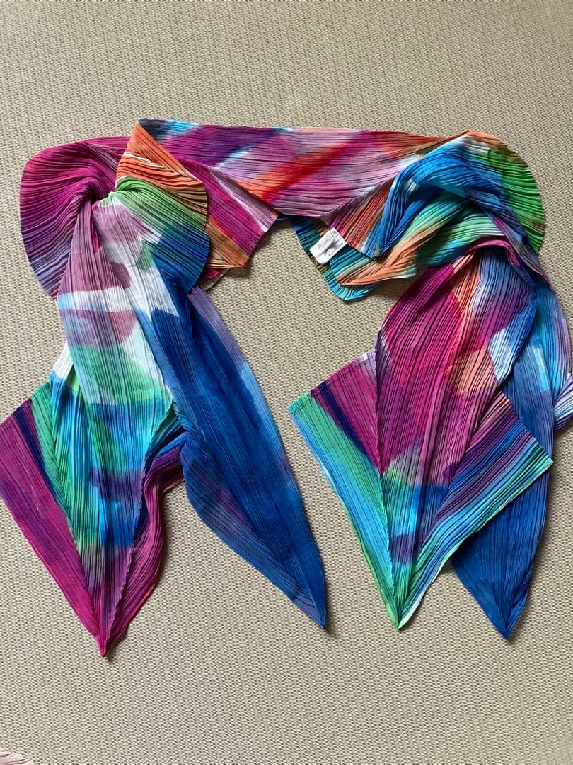 Pleats Please Issey マルチカラー シフォンストール新品未使用
