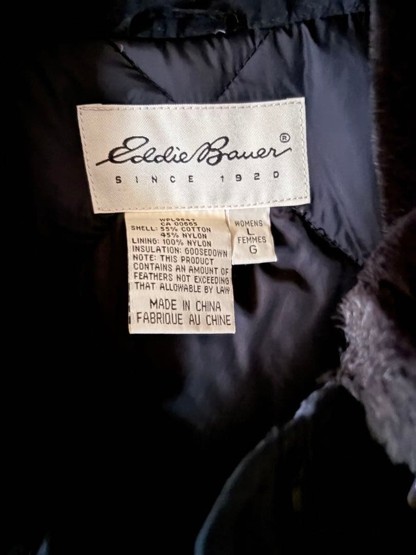 Eddie Bauer ボア襟 比翼 グースダウン ロングコート