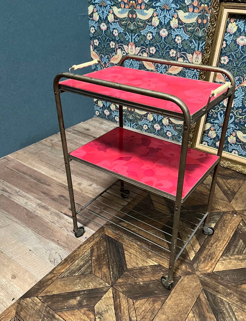 キッチンワゴン 昭和レトロ レトロポップ 当時物 インテリア 花柄