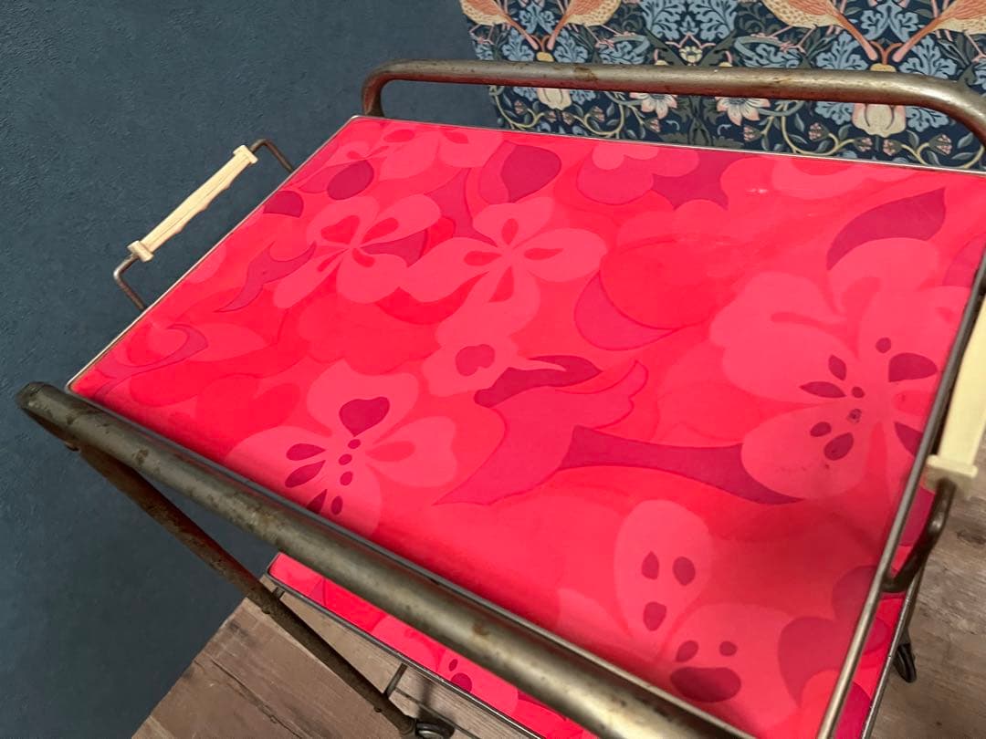 キッチンワゴン 昭和レトロ レトロポップ 当時物 インテリア 花柄