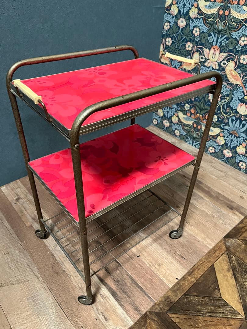 キッチンワゴン 昭和レトロ レトロポップ 当時物 インテリア 花柄