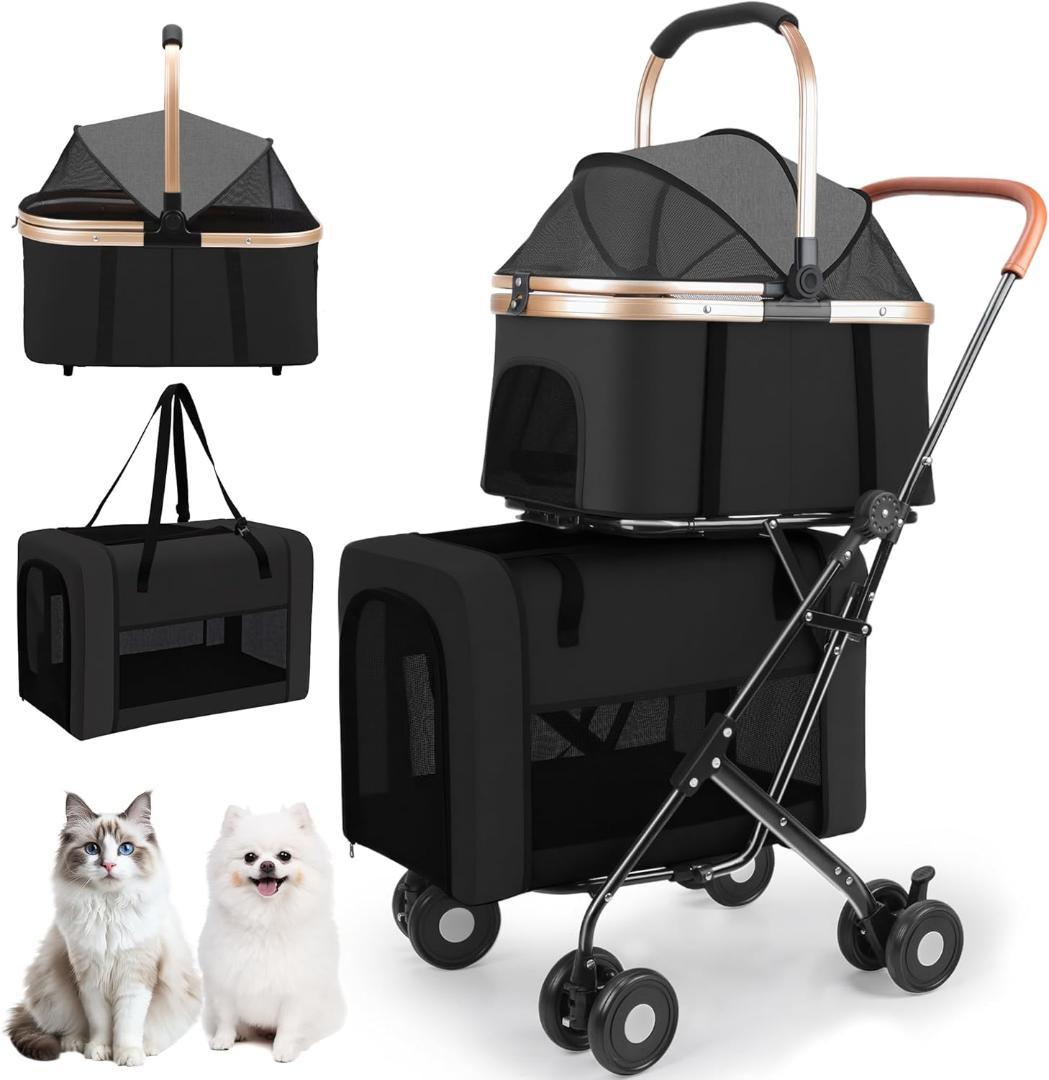 ペットカート 2段 分離型 ダブルデッカー 大容量 折りたたみ式 犬用 カート
