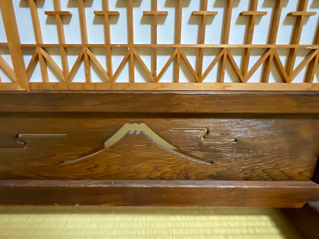 木製 間仕切り 衝立　爛漫 彫刻入り 古家具