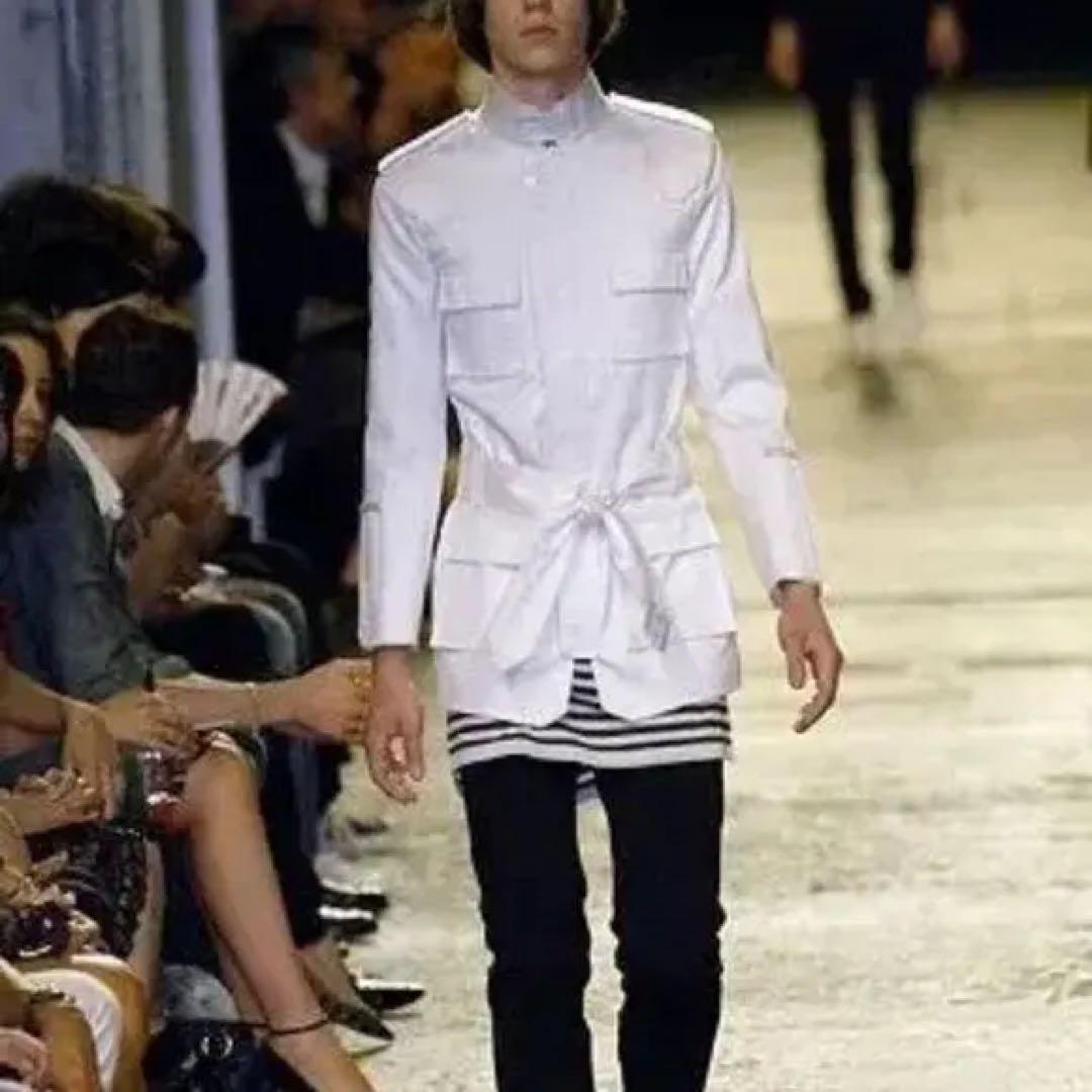 Dior HOMME 07SS エディ期ボーダーノースリーブロングシャツ