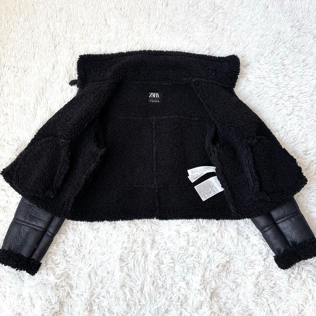 美品✨ZARA フェイクムートン B-3 ボア ジャケット 短丈　ブラック　L