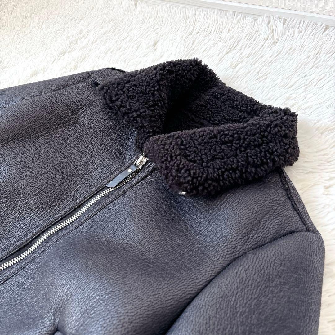 美品✨ZARA フェイクムートン B-3 ボア ジャケット 短丈　ブラック　L