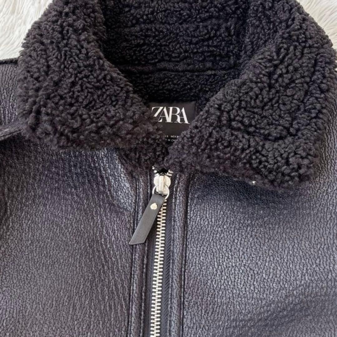 美品✨ZARA フェイクムートン B-3 ボア ジャケット 短丈　ブラック　L