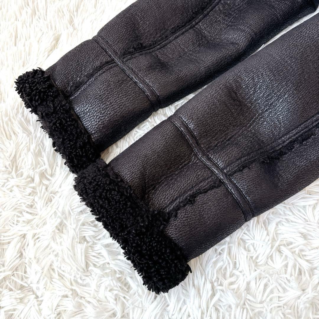 美品✨ZARA フェイクムートン B-3 ボア ジャケット 短丈　ブラック　L