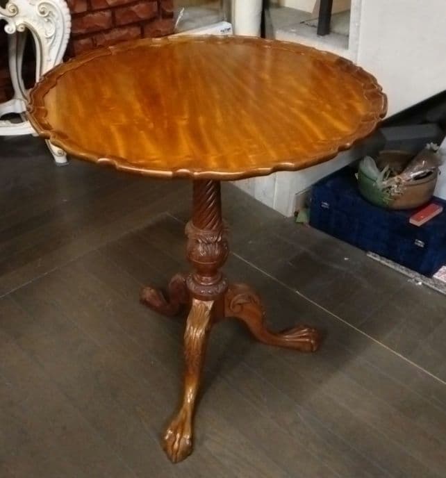 アンティーク調　シノワ　サイドテーブル コーヒーテーブル チーク材　円形