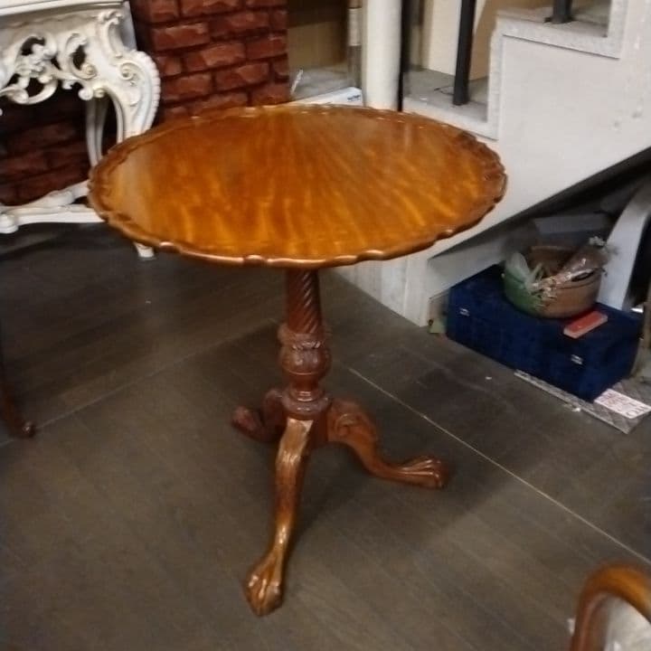 アンティーク調　シノワ　サイドテーブル コーヒーテーブル チーク材　円形