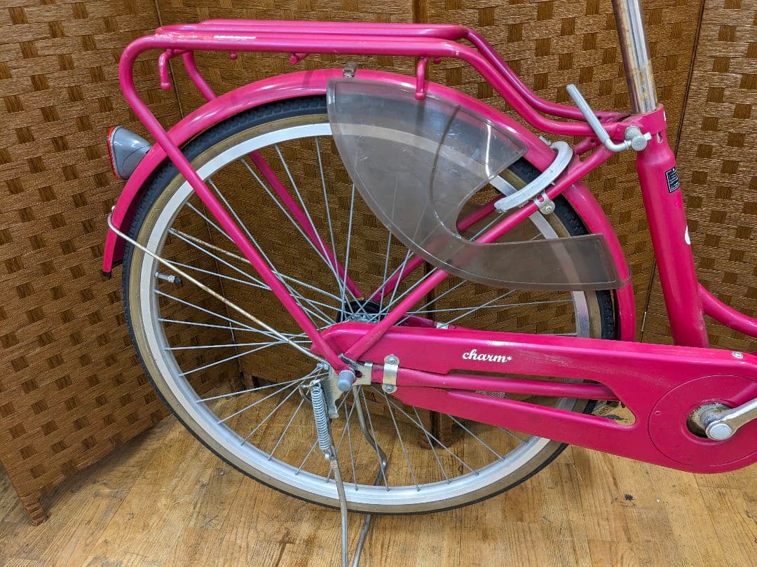 U001 普通自転車　26インチ　オートLEDライト　ピンク　シティサイクル