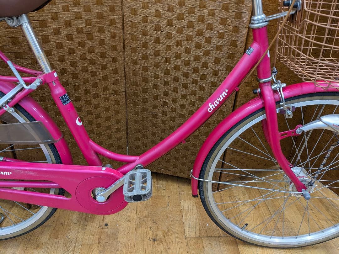 U001 普通自転車　26インチ　オートLEDライト　ピンク　シティサイクル