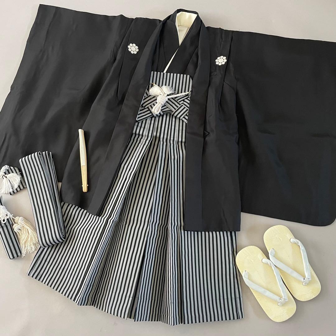 美品　七五三　5歳　男の子　正絹　羽織　袴コーデ