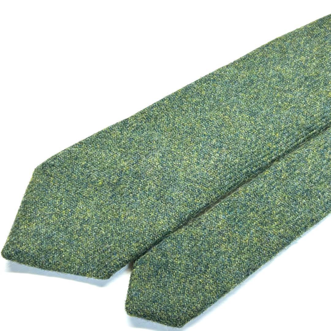 【未使用に近い✨】ドレイクス×ビームスf ネクタイ グリーン 無地 モヘア風