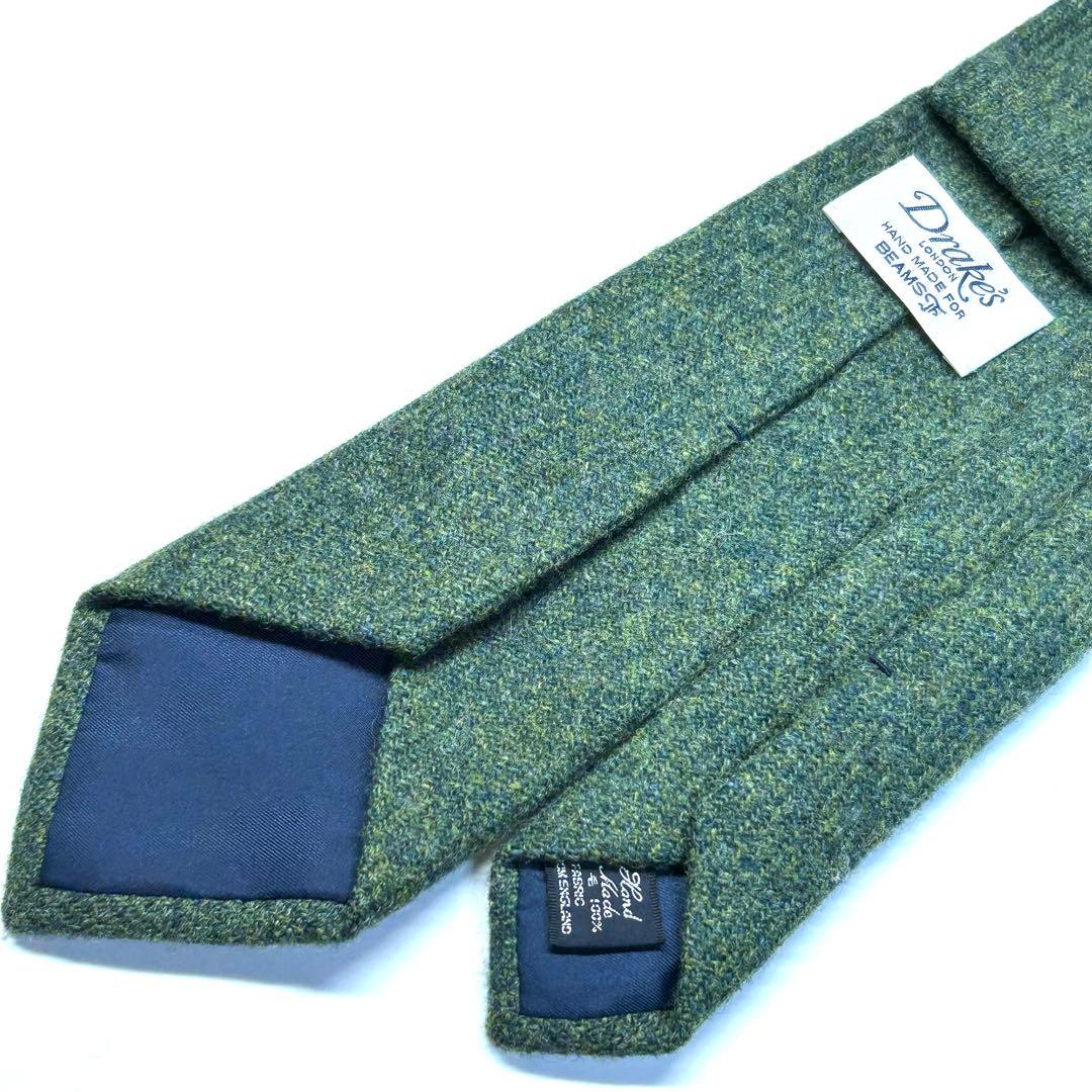 【未使用に近い✨】ドレイクス×ビームスf ネクタイ グリーン 無地 モヘア風