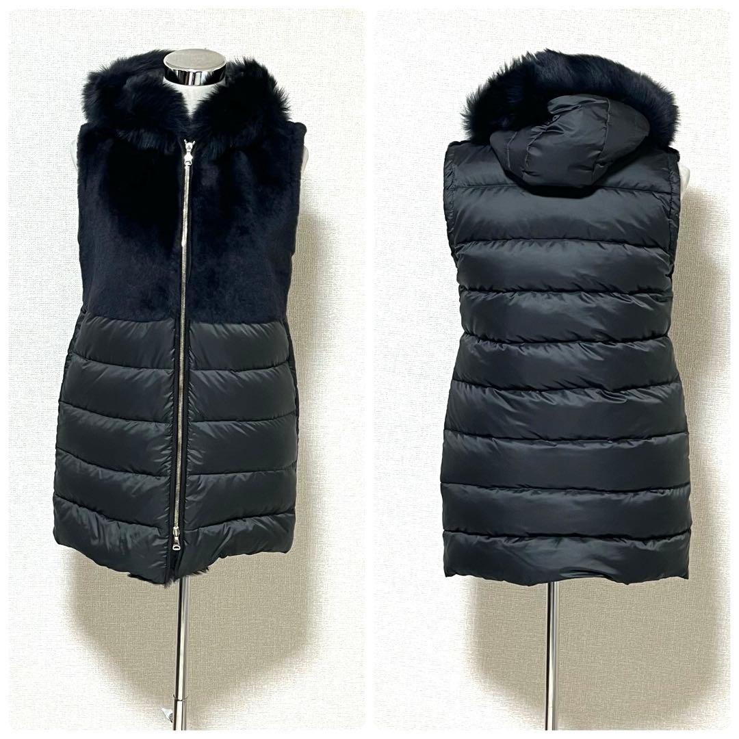 【美品】エンメティ　ステファニー ダウン ベスト　ジレ　ムートン ファー　フード