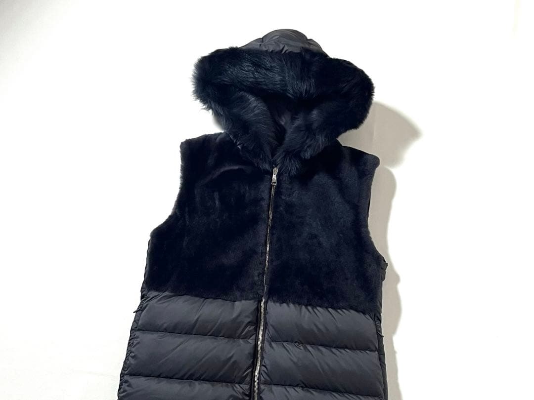 【美品】エンメティ　ステファニー ダウン ベスト　ジレ　ムートン ファー　フード