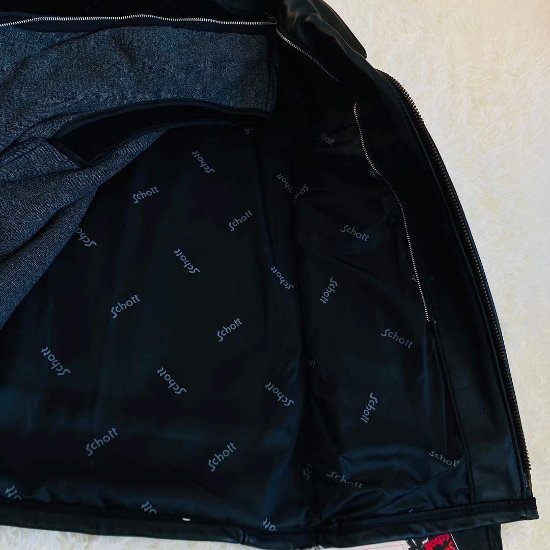 新品タグ付★ ショット 643 シングルライダース　36 襟付 ライナー付