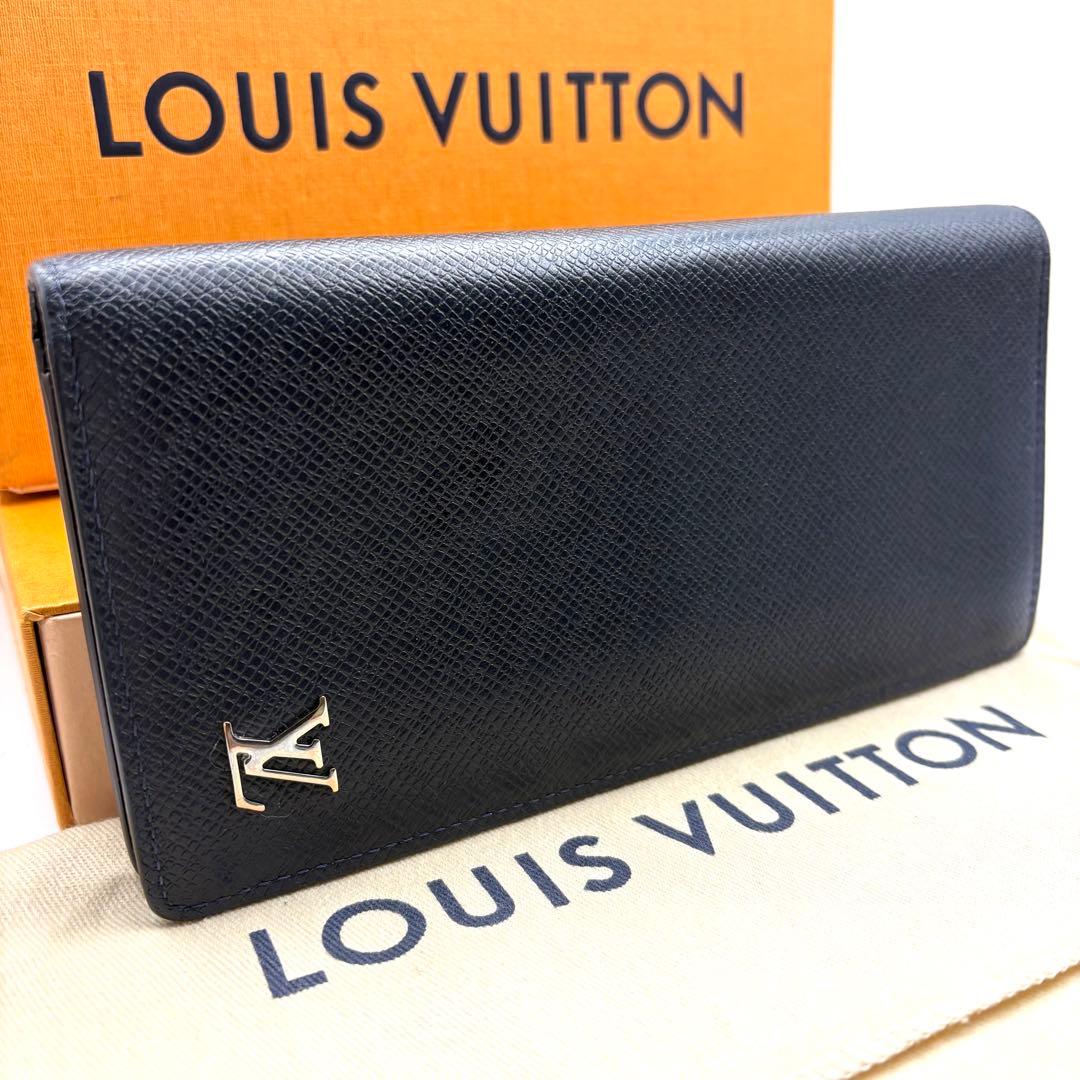 【新型】ルイヴィトン タイガ ポルトフォイユブラザNM ネイビー メタリック