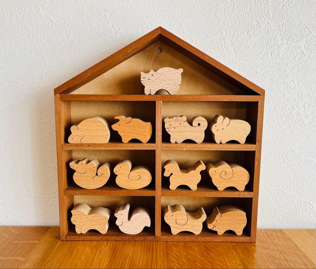 【小黒三郎】 組み木 ☆猫と十二支飾り☆ U-PLAN