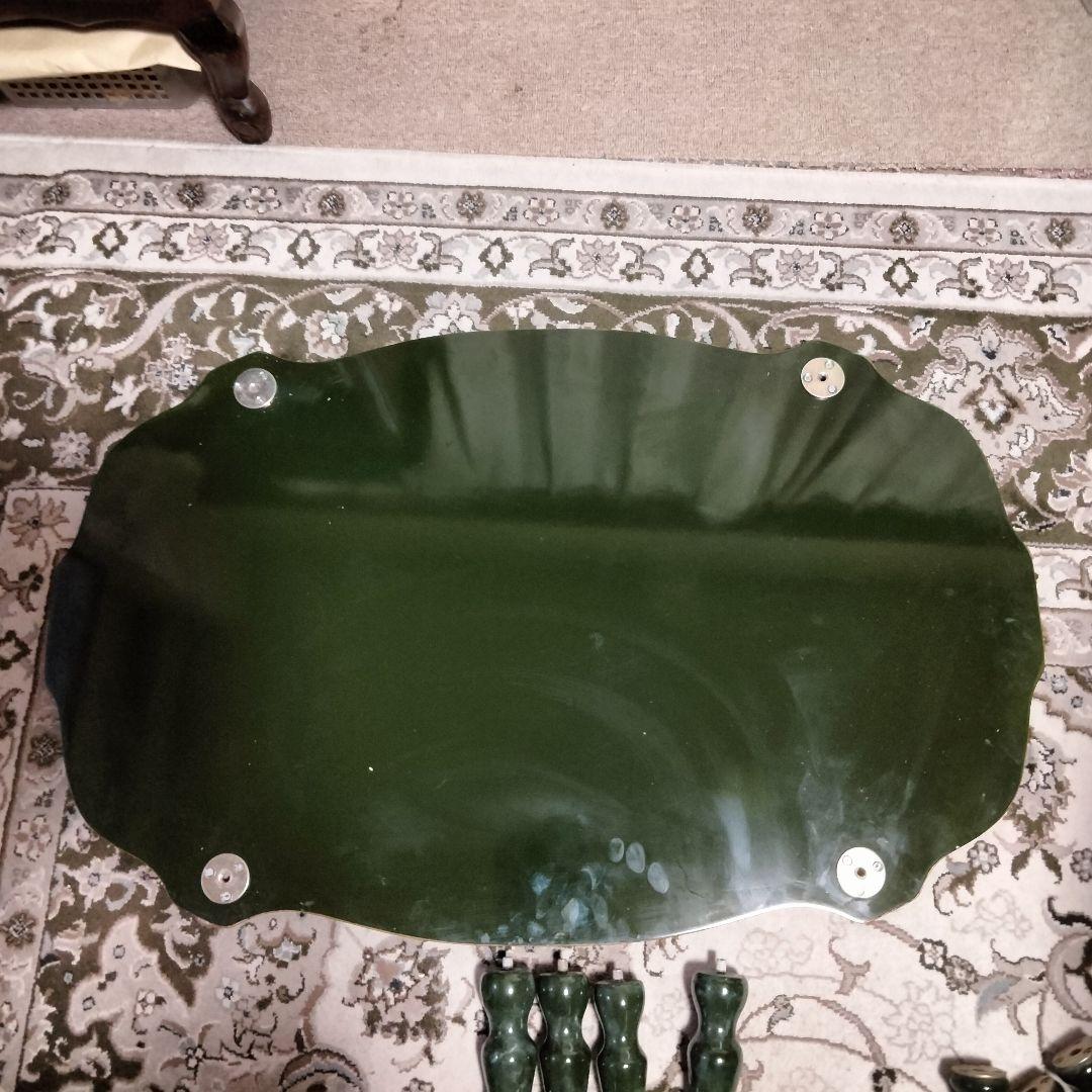 イタリア製センターテーブル グリーンのマーブル模様