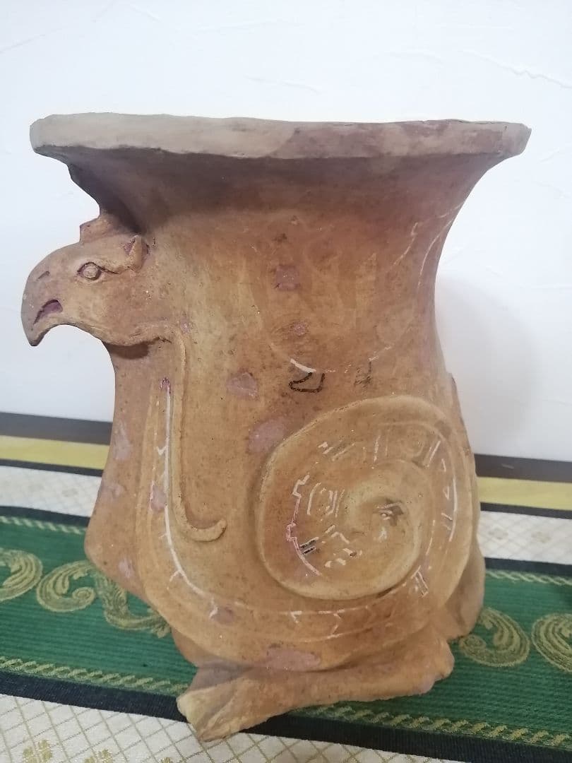 asika 神獣 壺 発掘品 彩色土器 甕 穀物用壺 コンドル 神鳥