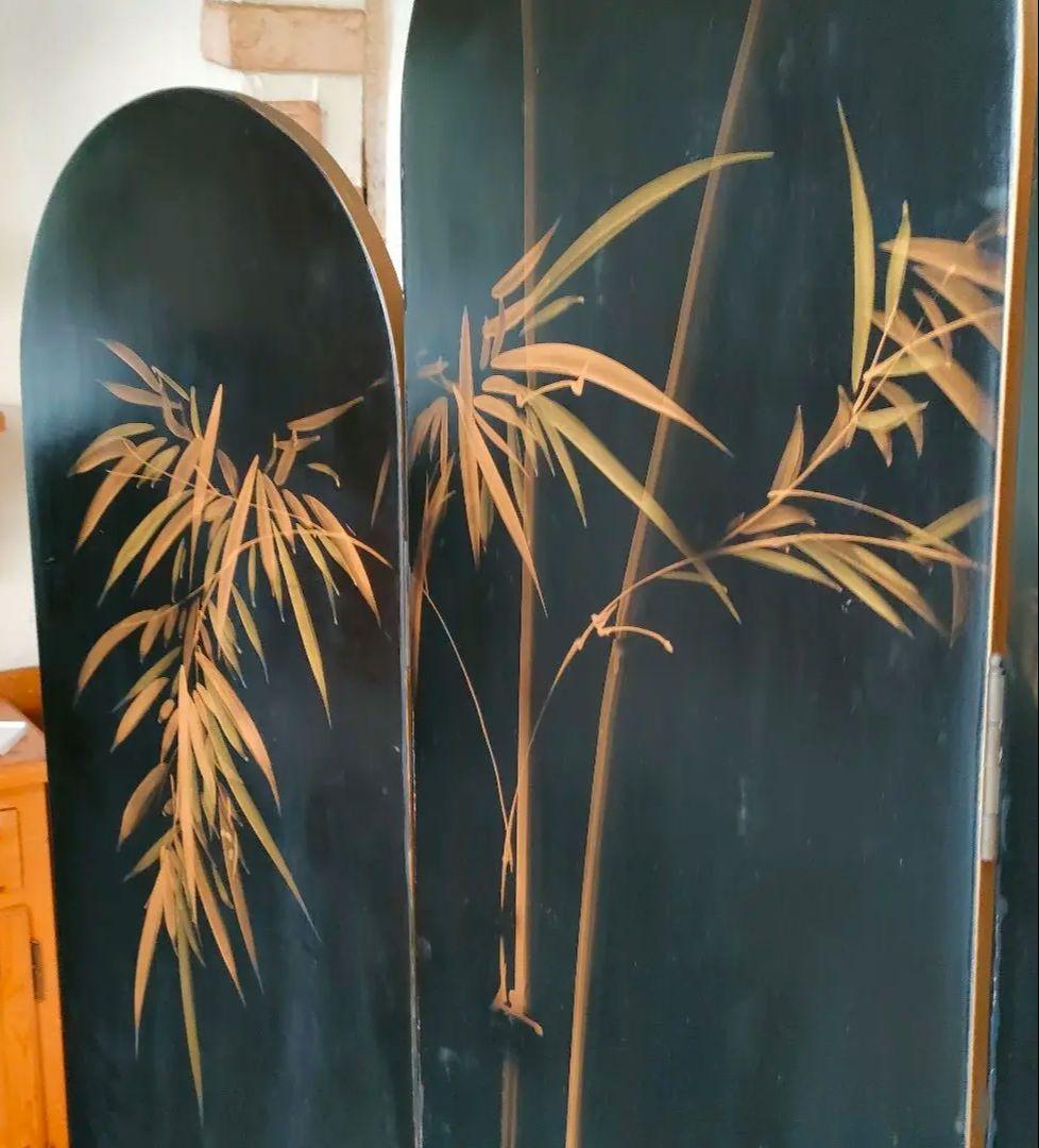 荘厳 屏風 4連 パーテーション 表裏別デザイン 仕切り 四つ折り和風アジアン