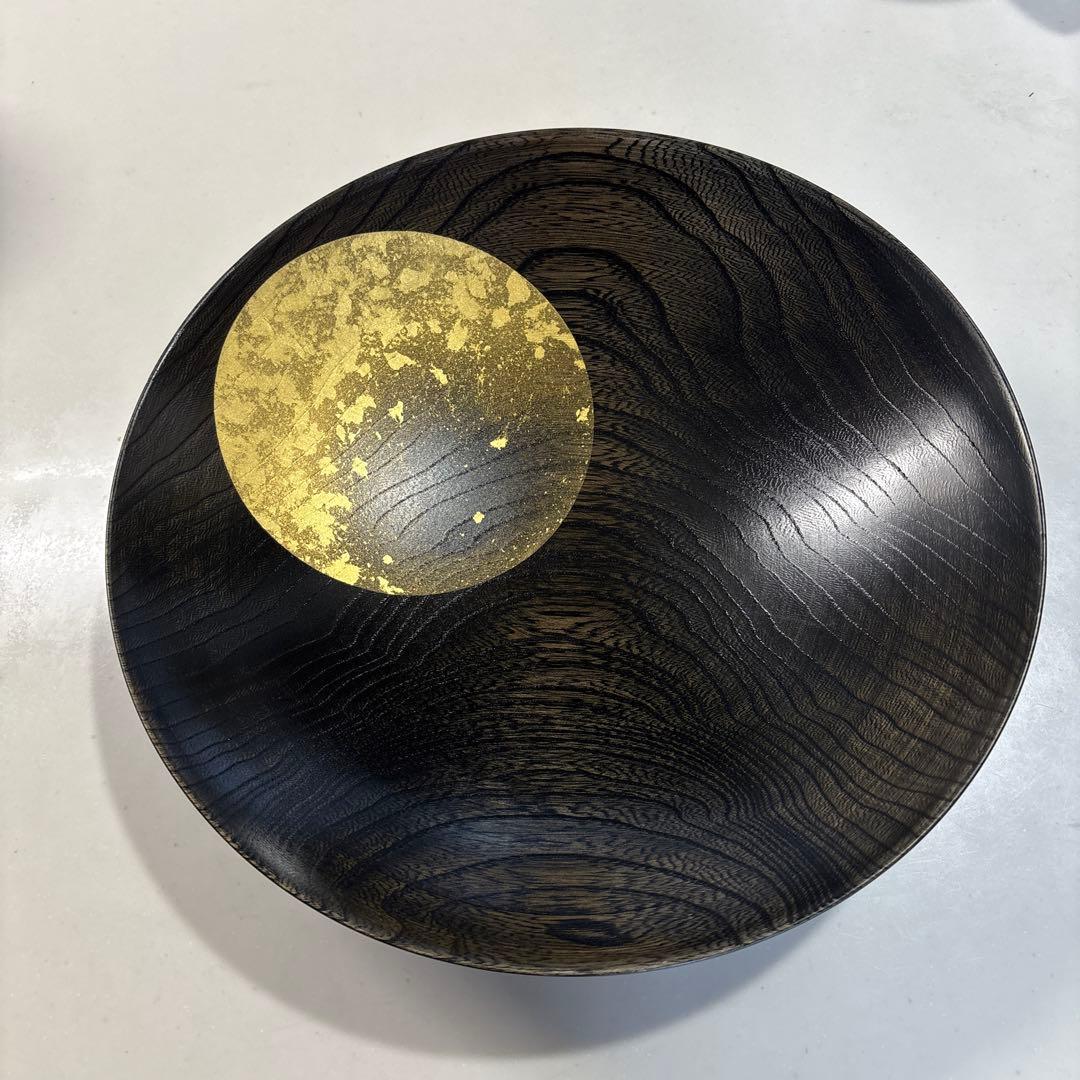 おぼろ月　ボウル8寸(漆)金沢金箔の箔一