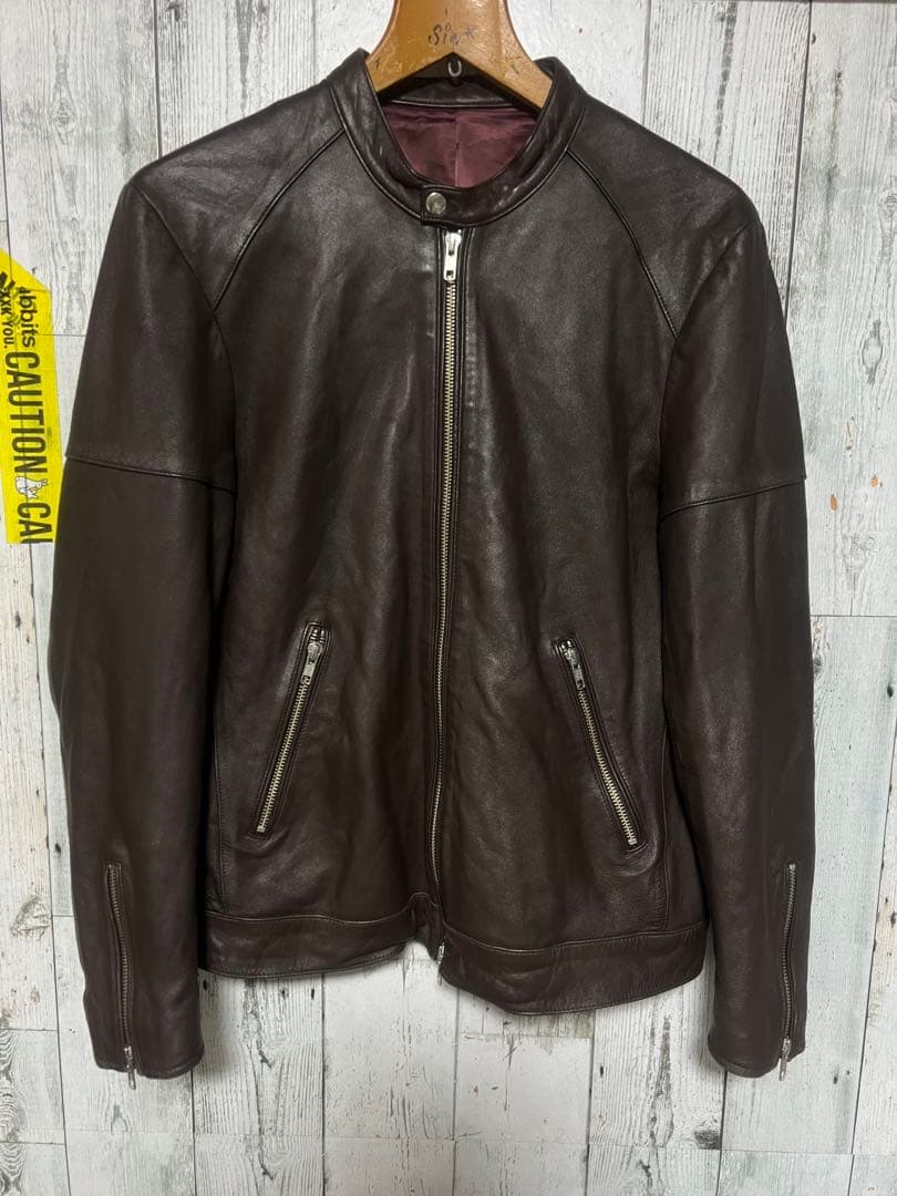 極限定 TAKEO KIKUCHI ダブルジップ シングルライダース 本革レザー