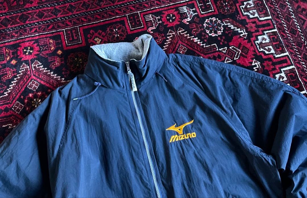 か*む様 mizun ミズノ ウォームアップジャケット 裏地フリース ネイビー