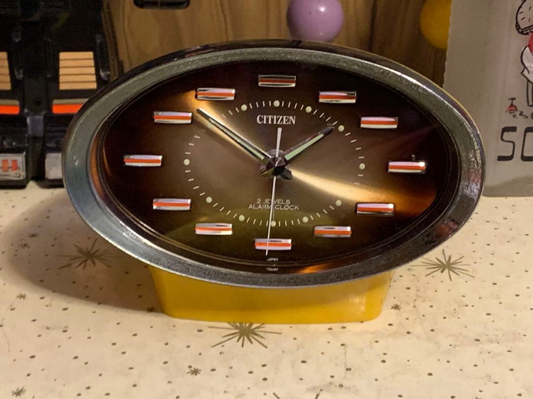 昭和レトロ　動作品　シチズン CITIZEN ゼンマイ式　置時計　スペースエイジ