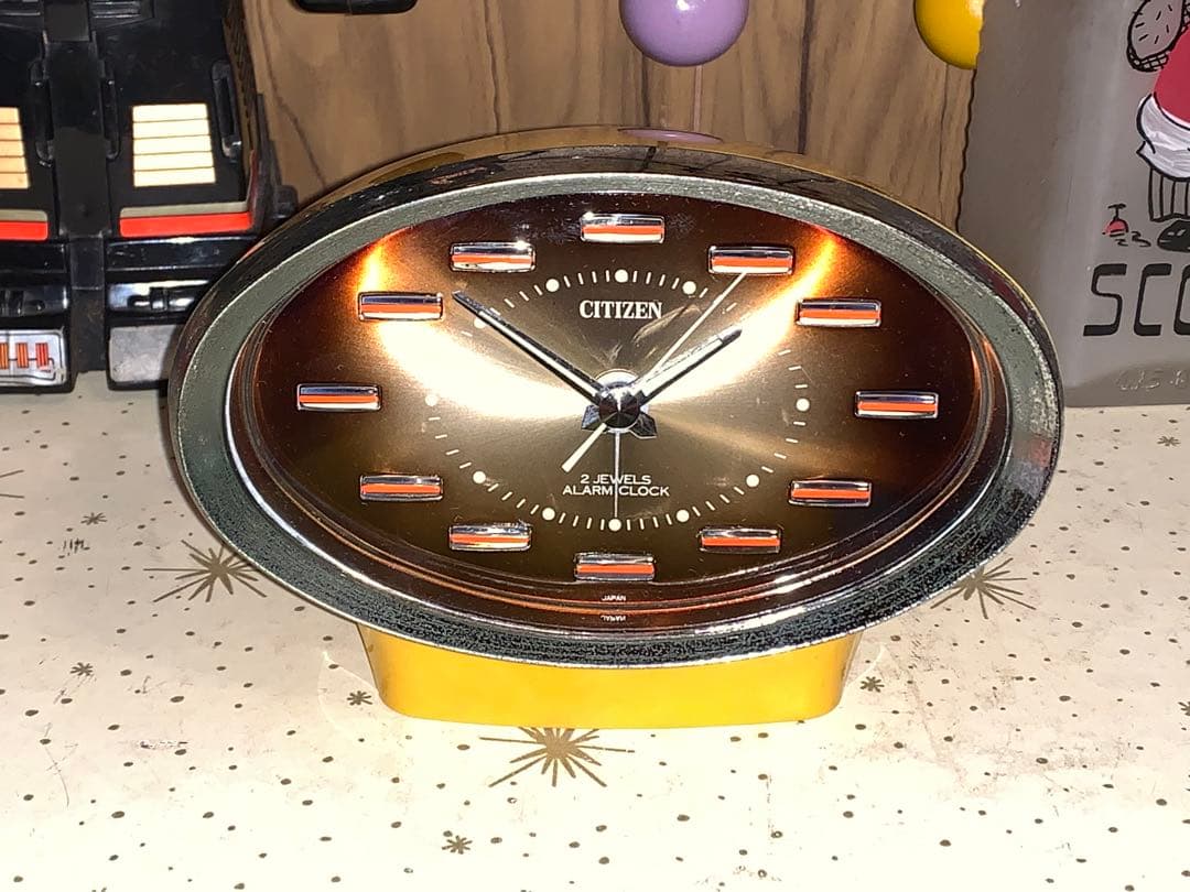 昭和レトロ　動作品　シチズン CITIZEN ゼンマイ式　置時計　スペースエイジ