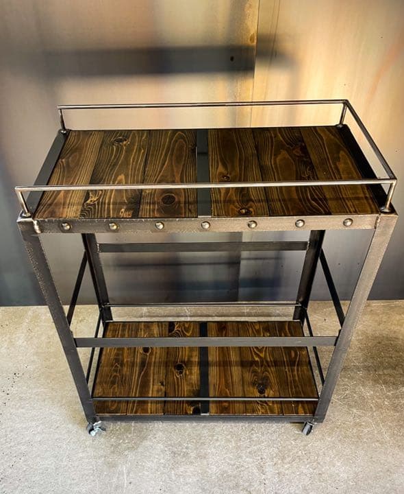 アイアンキッチンワゴン［ロング］キャスター付　　キッチンカート　アイアン家具