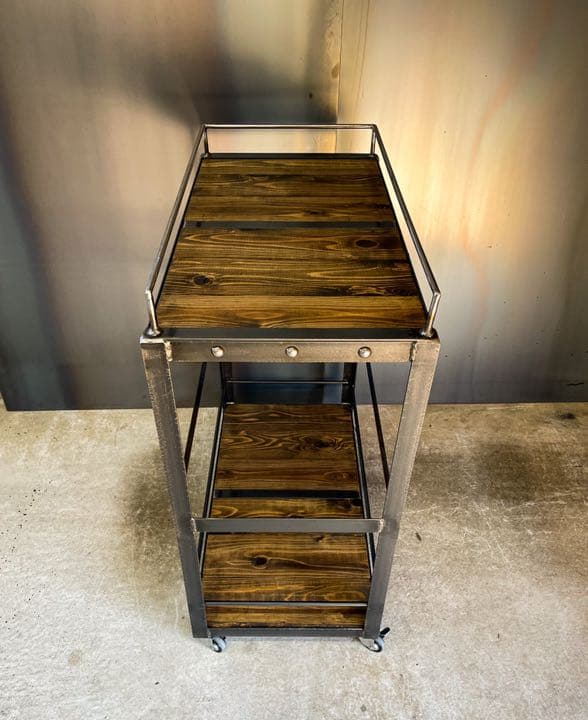 アイアンキッチンワゴン［ロング］キャスター付　　キッチンカート　アイアン家具