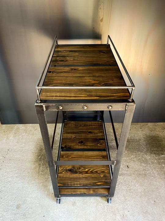 アイアンキッチンワゴン［ロング］キャスター付　　キッチンカート　アイアン家具