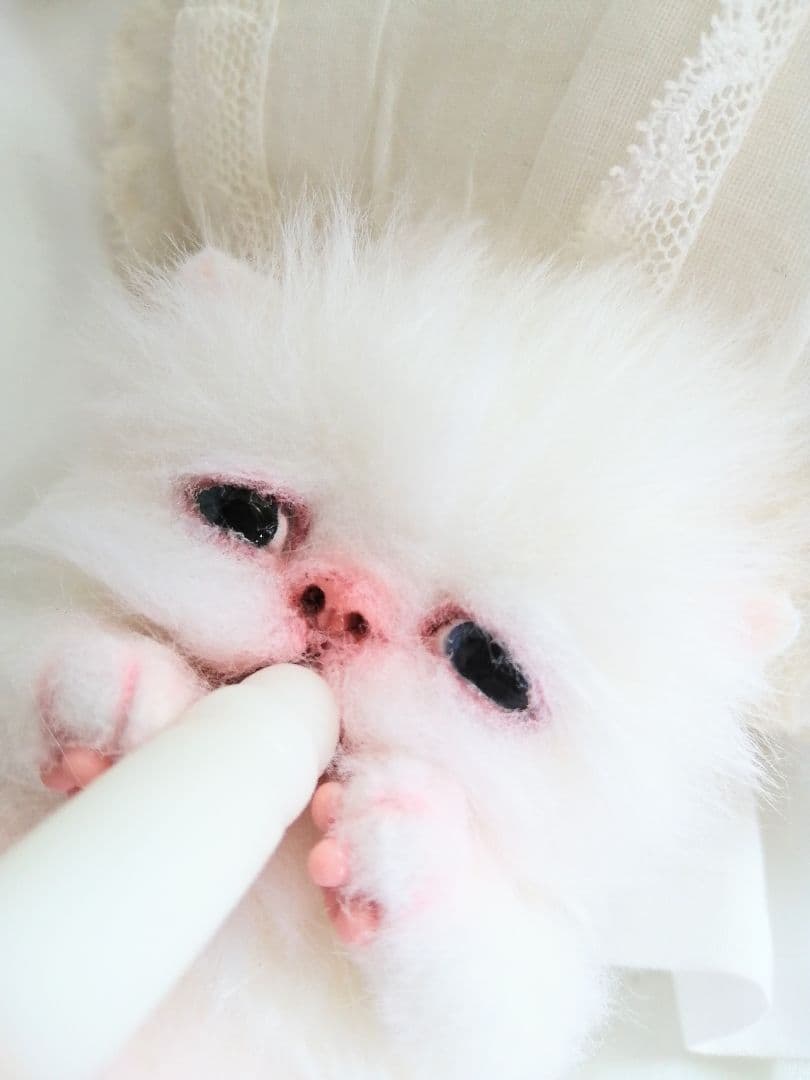 マグマグ♡哺乳瓶♡お腹ぽっこり子猫ちゃん♡アートドール♡ぬいぐるみ♡スタイ♡