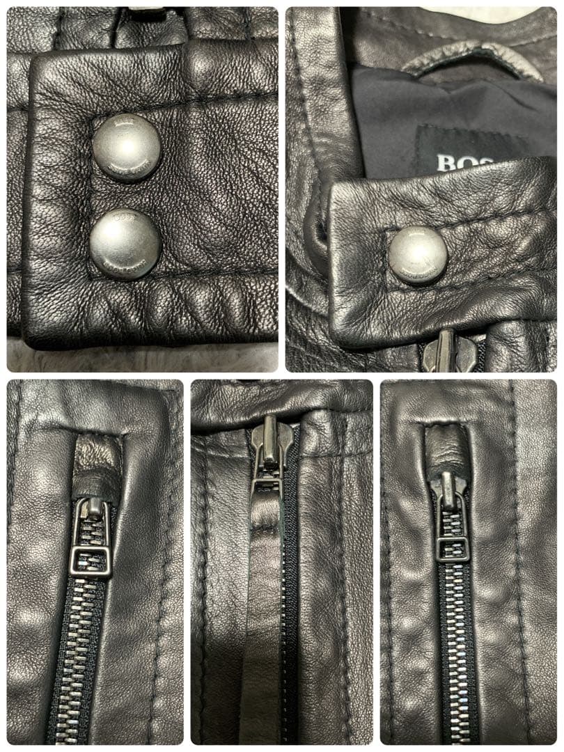 極美品 L HUGO BOSS ヒューゴボス レザージャケット ライダース