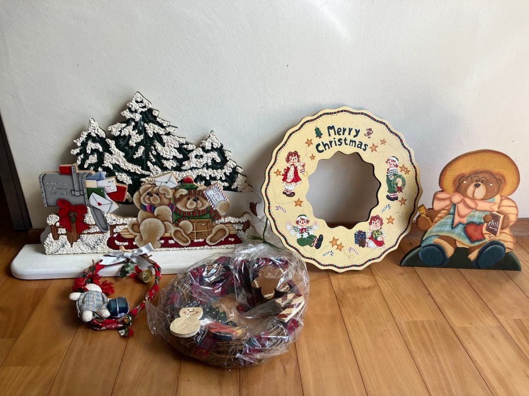 クリスマスリース&トールペイント飾り等5点