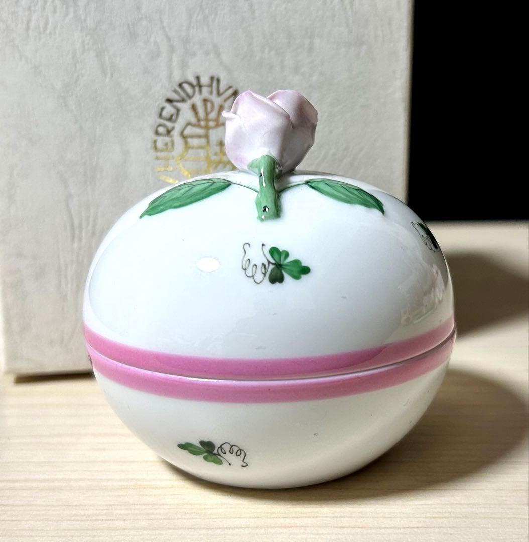 Herend ヘレンド　ウィーンの薔薇 ピンク　ボンボニエール　※未使用保管品