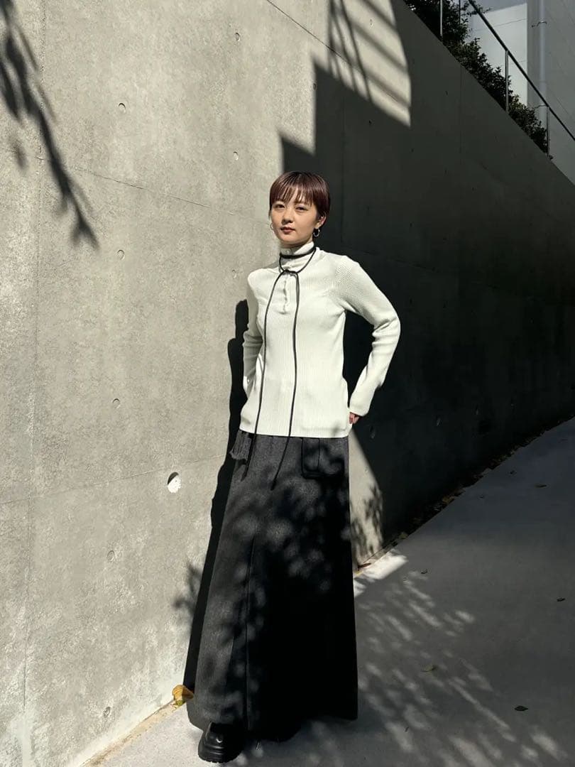 【正規品】AMERI UND HIGH NECK BUTTON KNIT TOP